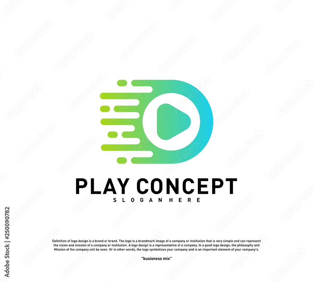 Fast Play logo design concept. Play tech logo template vector. Icon Symbol Fast Play logo design concept. Play tech logo template vector. Icon Symbol
