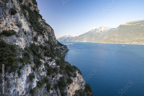 Scenic road near Limone sul Garda. Garda Lake, Lombardy, Italy