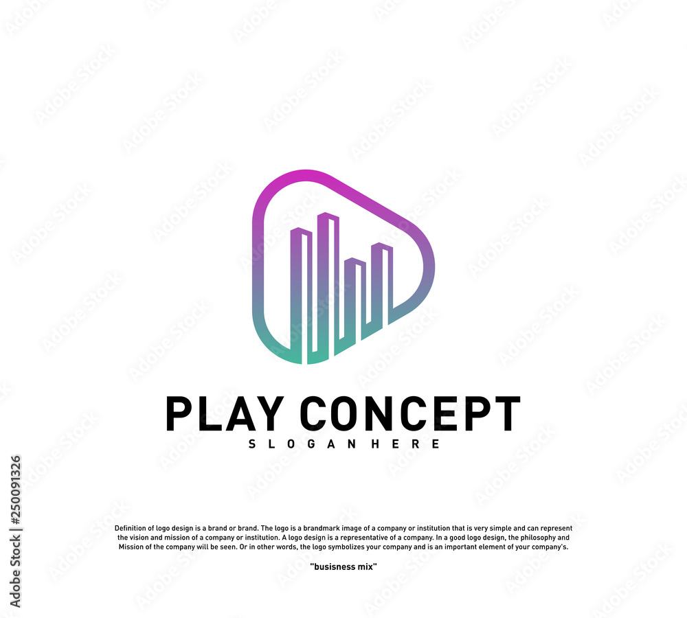 Play Media City logo design concept. Stats Play logo template vector. Icon Symbol Play Media City logo design concept. Stats Play logo template vector. Icon Symbol