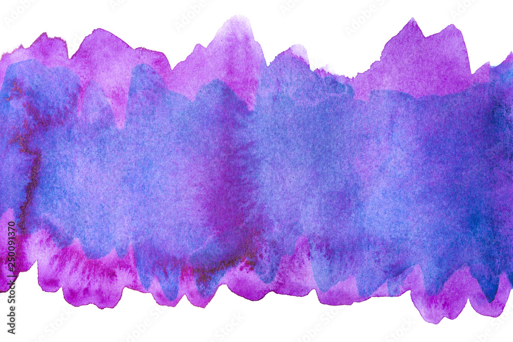 watercolor wide multicolored strip on a sheet of white watercolor paper. on a white background