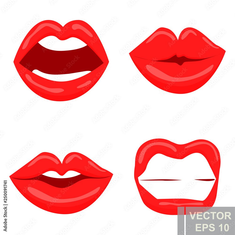 Lips. Makeup set. Bright. Cartoon style. For your design. Lips. Makeup set. Bright. Cartoon style. For your design.