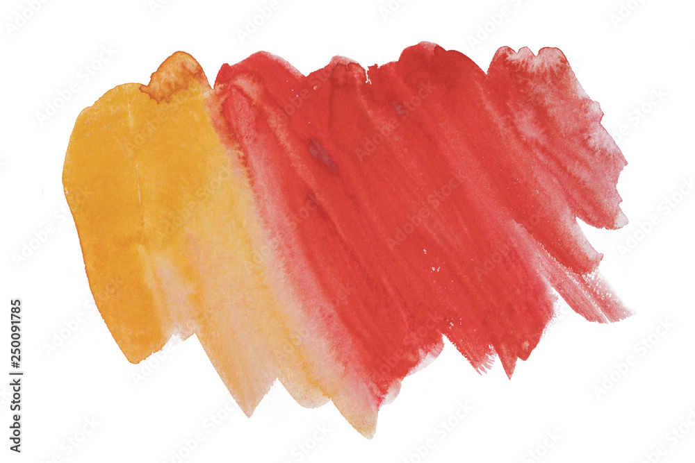 yellow with red watercolor stain