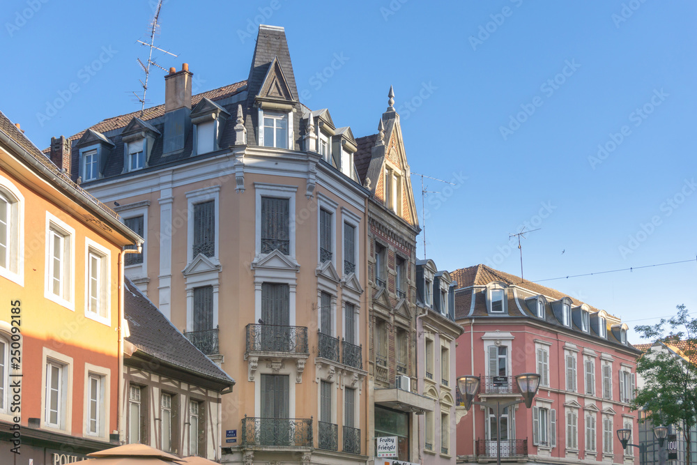 MULHOUSE,FRANCE - Jun 16, 2017: Antique building view in Old Town Mulhouse,France