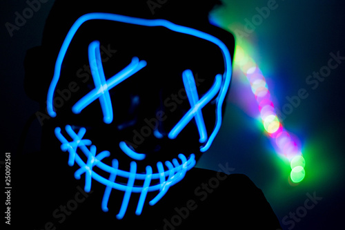 led mask and fireworks