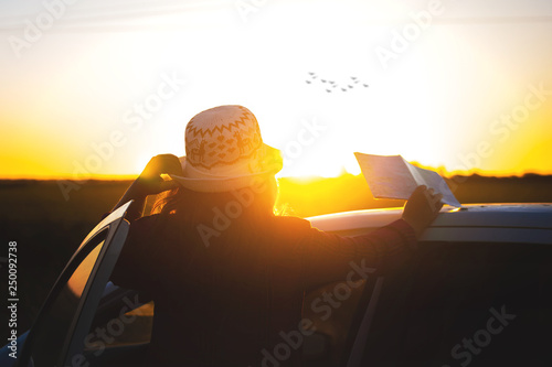 traveller girl with a map