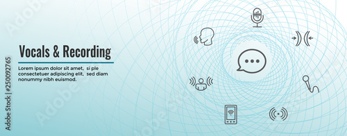 Vocal and Recording Command Icon with Sound Wave Images Web header banner