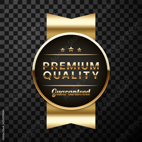 Premium quality golden sign or label isolated on transparent background.