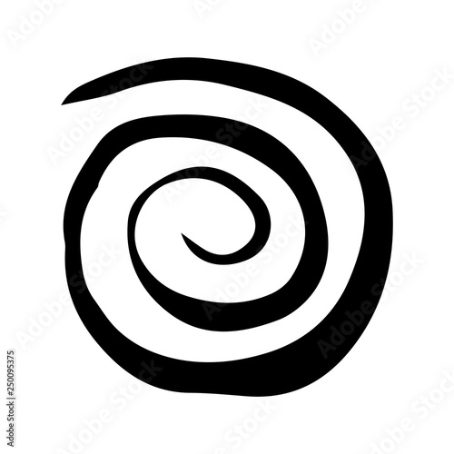 Round swirl symbol, hand painted with ink brush