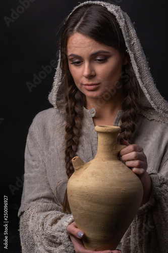 Quadro su tela Sexy woman wearing robe..Old story.