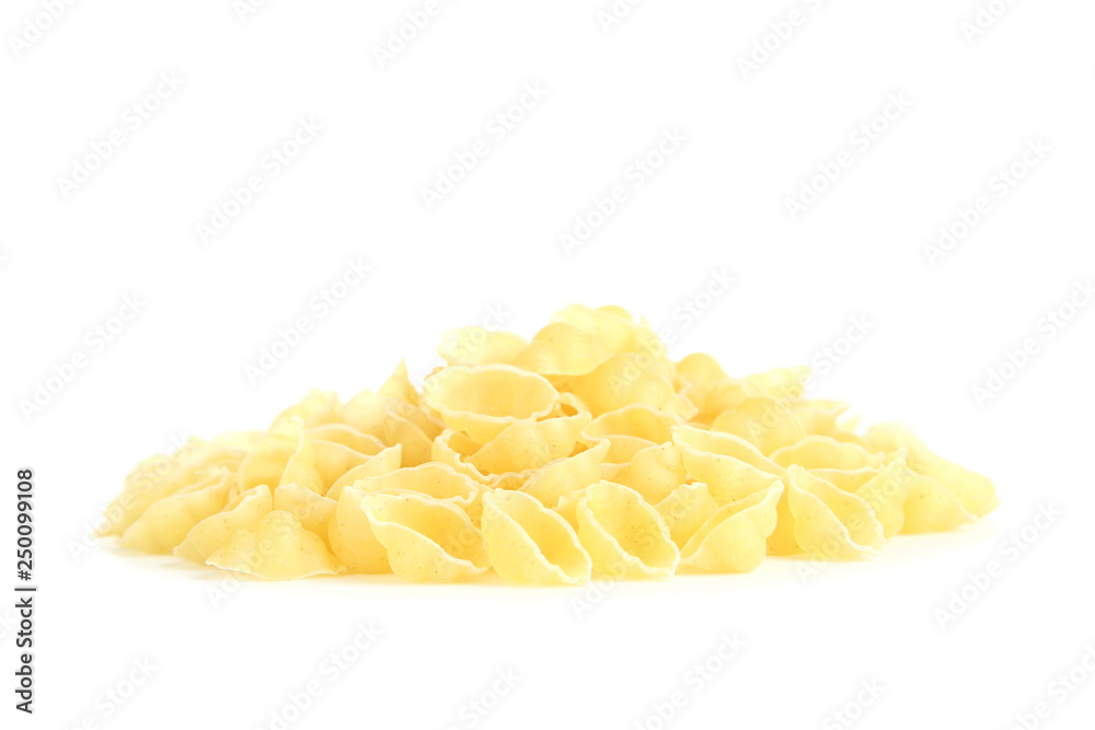 Uncooked pasta isolated on white background Uncooked pasta isolated on white background