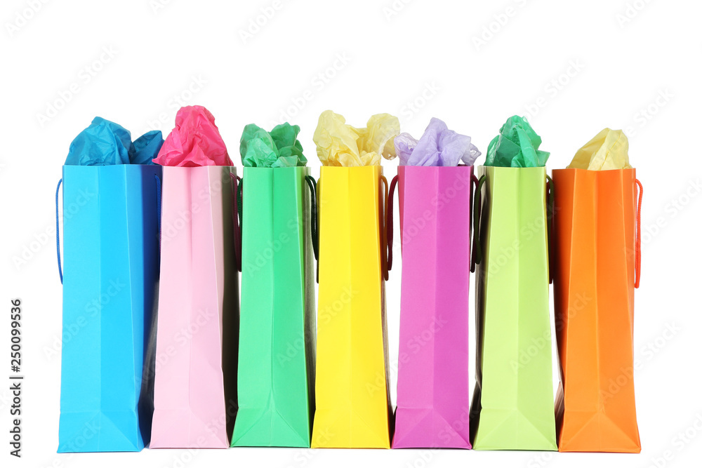 Colorful shopping bags isolated on white background