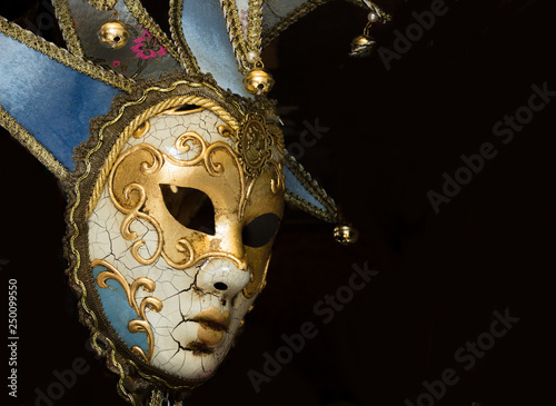 Carnival venetian mask on black background