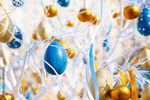 Easter eggs on tree branches