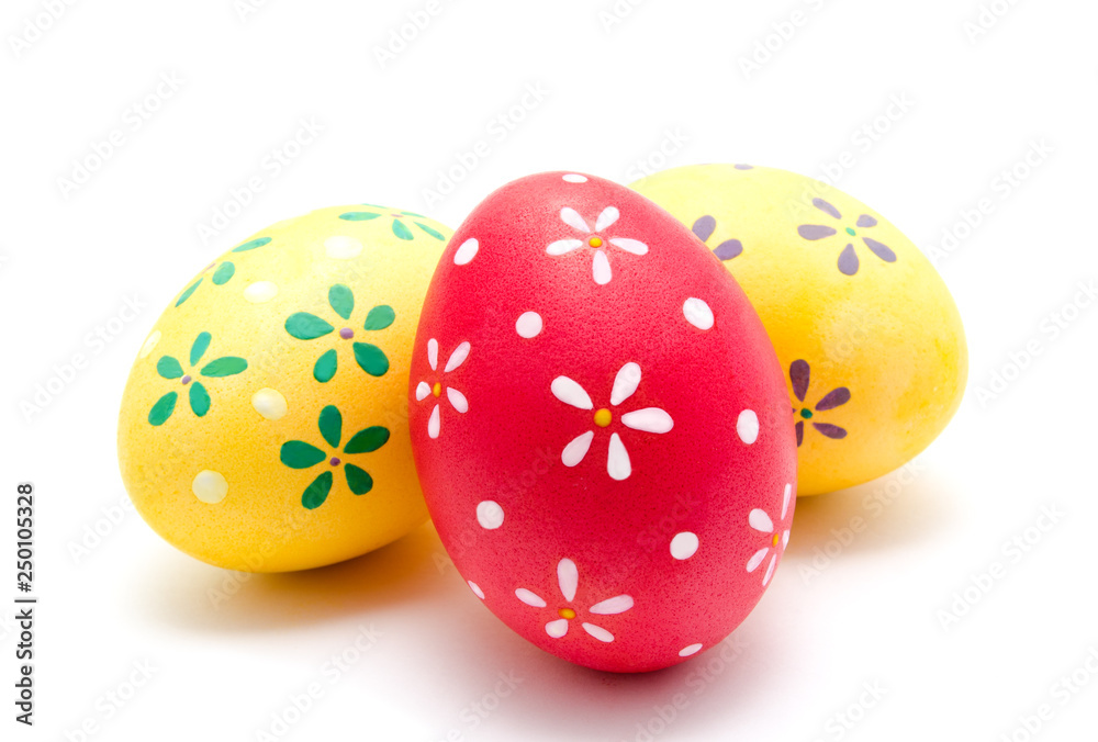 Obraz premium Perfect colorful handmade easter eggs isolated