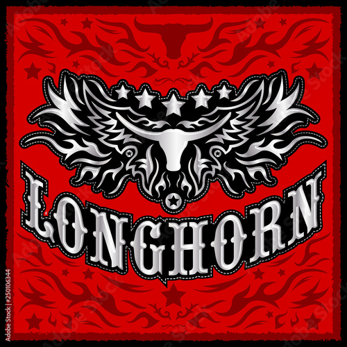 Longhorn Western Rodeo Cowboy Style  Poster Card Vector design