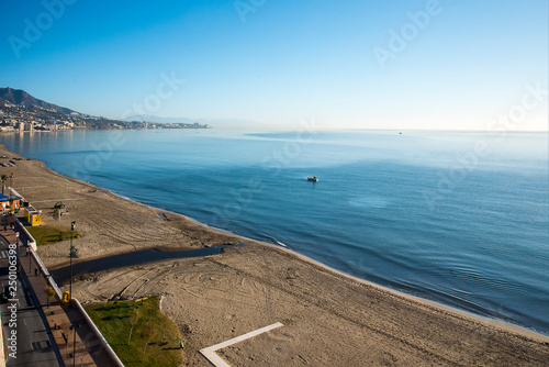 Beach and  the promenade in Fuengirola on the Costa Del Sol Spain photo