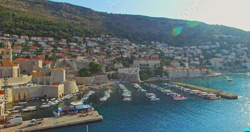 CROATIA, DUBROVNIK, 15.07.2015 - Mediterraen sea. Harbor and pier of old town Dubrovnik. photo