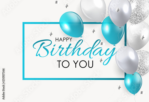 Glossy Happy Birthday Balloons Background Vector Illustration
