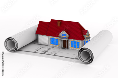 house on white background. Isolated 3D illustration