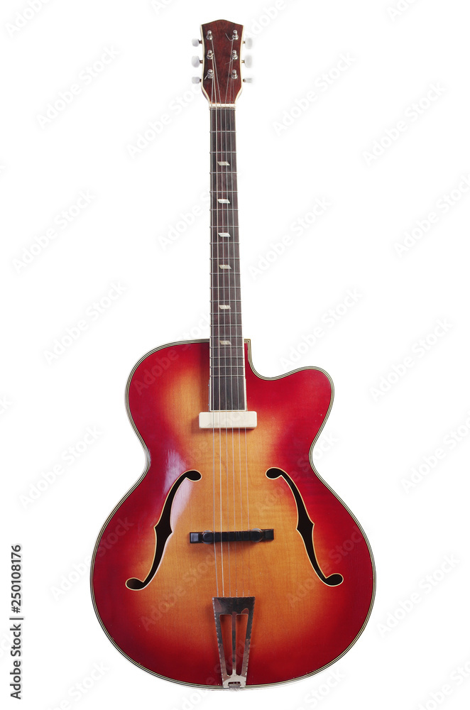 Fototapeta premium Acoustic guitar on white. Isolated on white