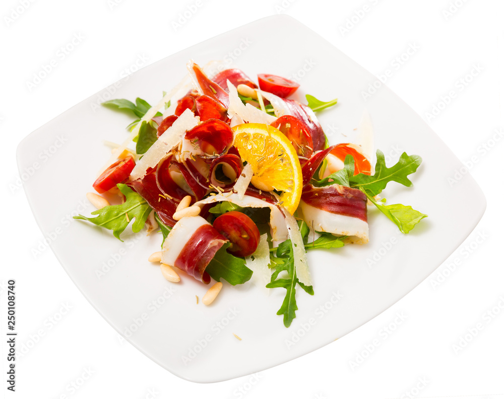 Salad with dried duck breast Magret