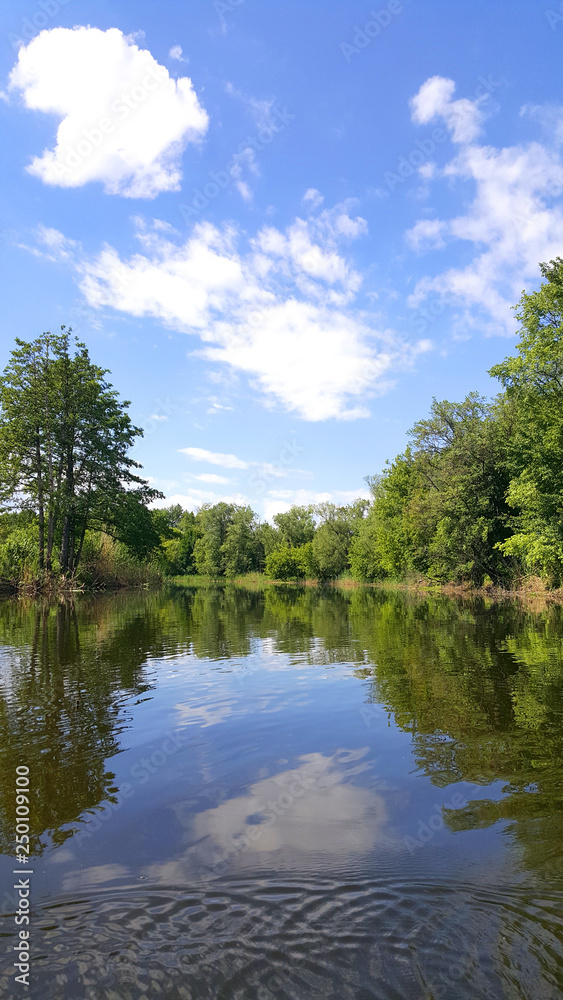 Sunny day on the quiet river Sunny day on the quiet river