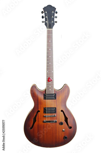 Electric guitar on white. Isolated on white.