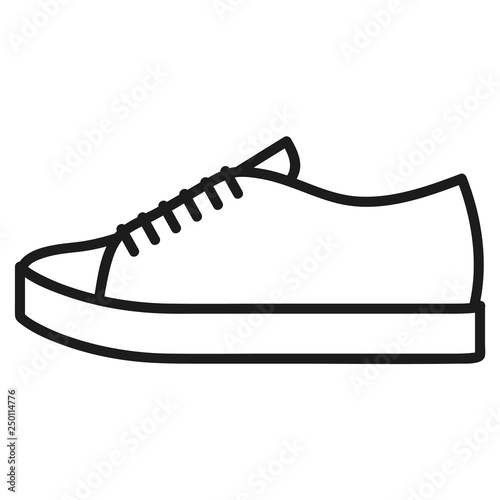 Women's shoe outlined icon in white background