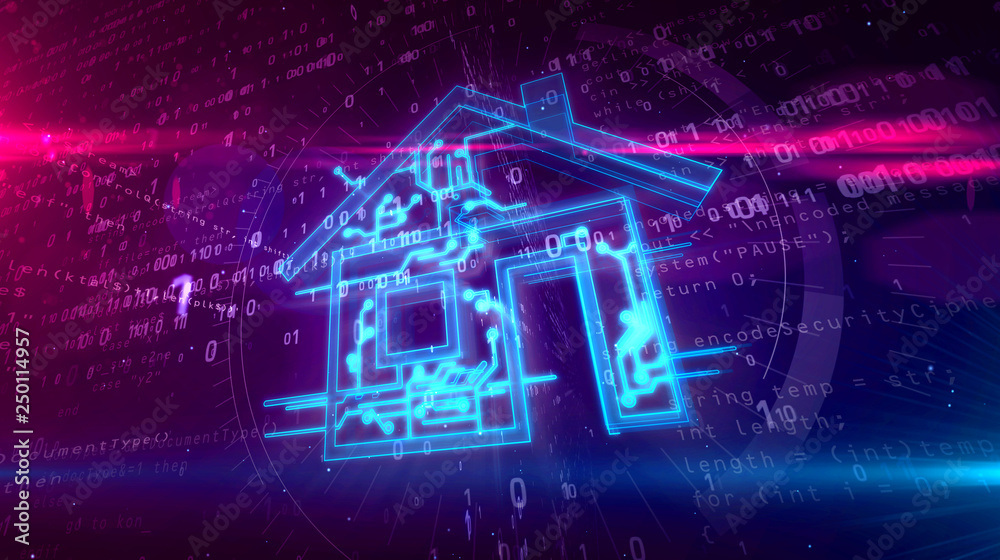 Naklejka premium Inteligentny dom IOT ilustracja koncepcja 3D