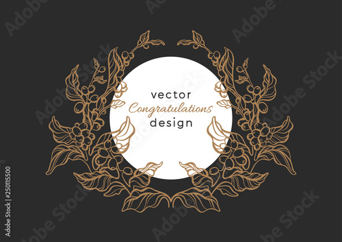 Vector nature emblem. Luxury rococo pattern, elegance frame