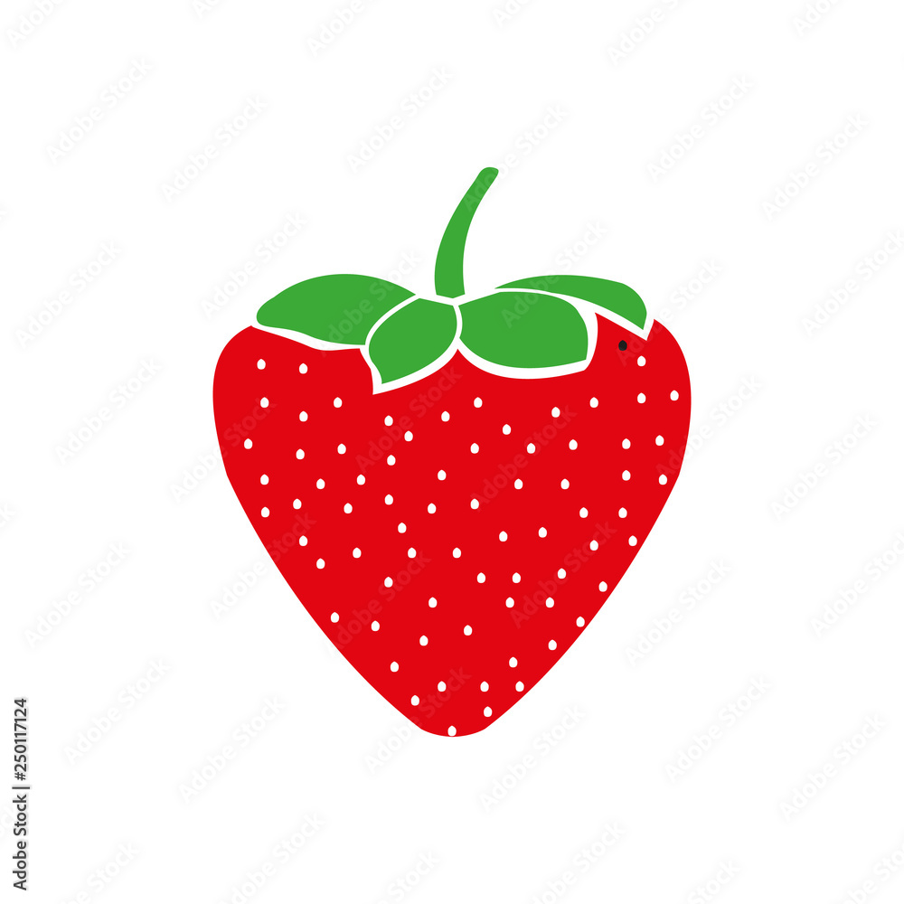 Fototapeta premium Garden strawberry fruit or strawberries flat color vector icon for food apps and websites