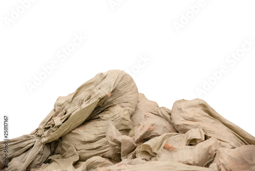 Wallpaper Mural Green construction garbage bags close up on isolated white background Torontodigital.ca