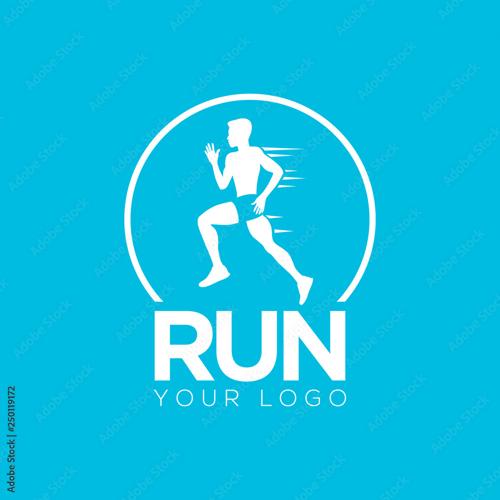 Blue Running Logo Design. Concept sports club, running club and fitness. Vector Blue Running Logo Design. Concept sports club, running club and fitness. Vector
