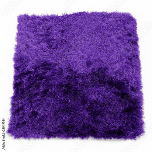 Purple fluffy purple carpet on a white background 3d rendering