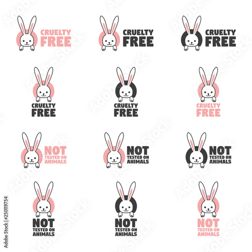 No animals testing icon design. Animal cruelty free symbol. Can be used as sticker  logo  stamp  icon. Vector illustration