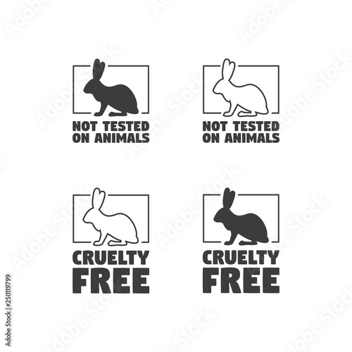 No animals testing icon design. Animal cruelty free symbol. Can be used as sticker, logo, stamp, icon. Vector illustration