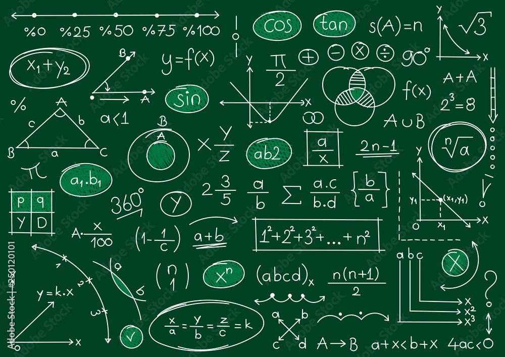 hand drawing math formula. math background Stock Vector | Adobe Stock