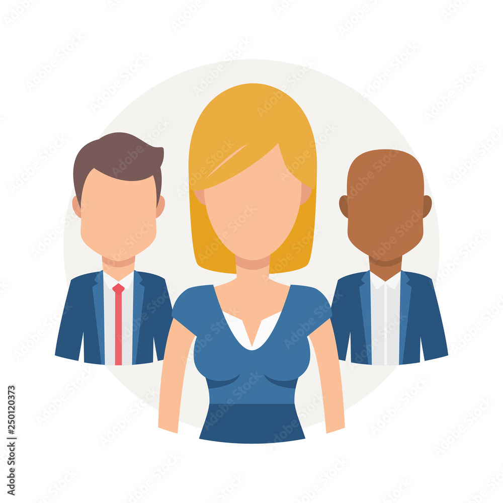 Team of young man and woman vector illustration. Business Teamwork and equality concept Team of young man and woman vector illustration. Business Teamwork and equality concept