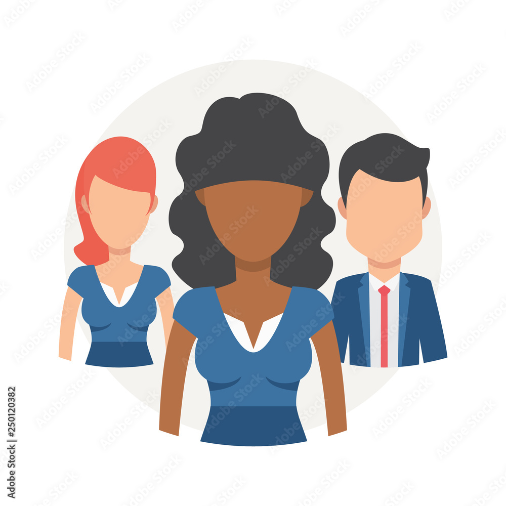 Team of young man and woman vector illustration. Business Teamwork and equality concept Team of young man and woman vector illustration. Business Teamwork and equality concept