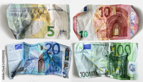 Plakat broken old euro banknote texture