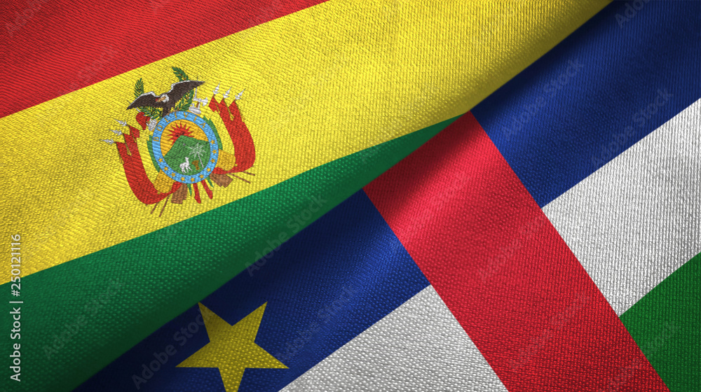 Bolivia and Central African Republic two flags textile fabric texture Bolivia and Central African Republic two flags textile fabric texture