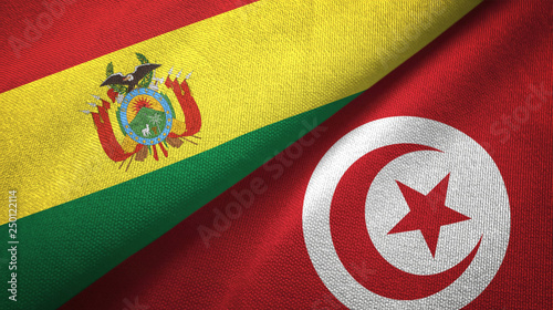 Bolivia and Tunisia two flags textile cloth, fabric texture