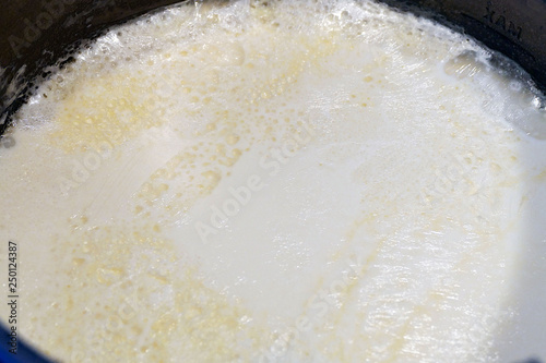 cooked milk and milk cream on it, The pellicle formed on milk,
