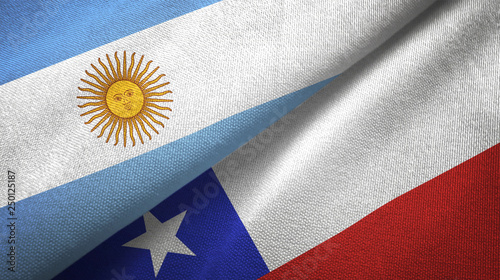 Cuadro en lienzo Argentina and Chile two flags textile cloth, fabric texture