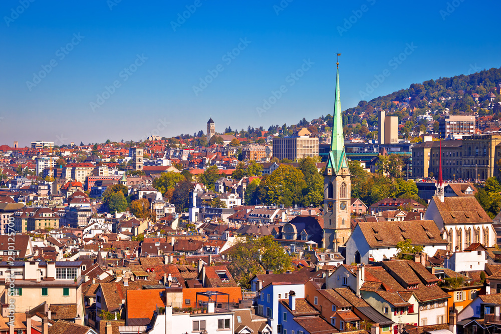 Zurich rooftops and cityscape view