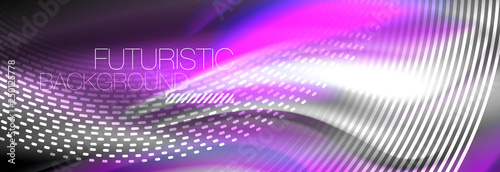Fluid colors mixing glowing neon wave background, holographic texture