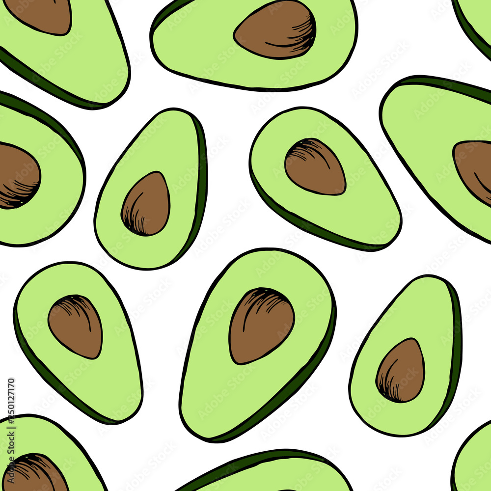 Handdrawn avocado pattern