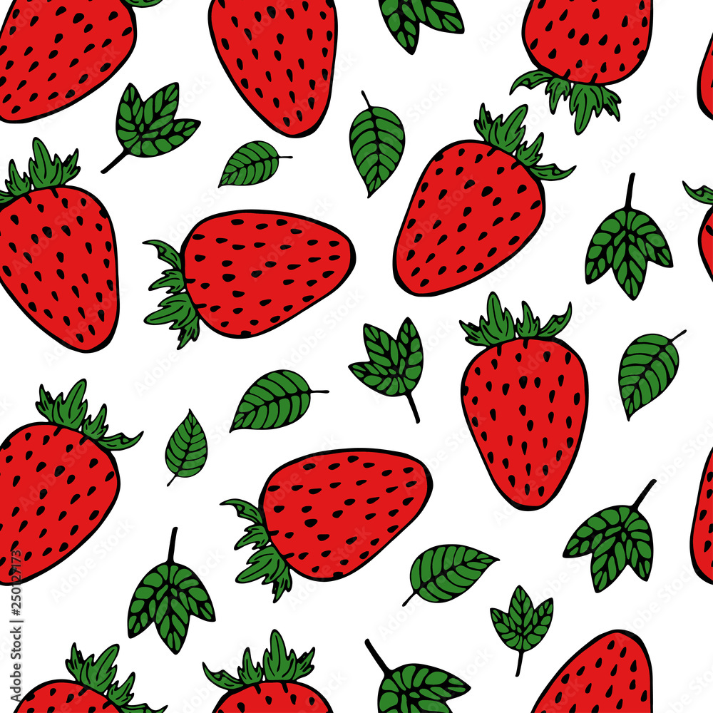 Handdrawn strawberry pattern Handdrawn strawberry pattern