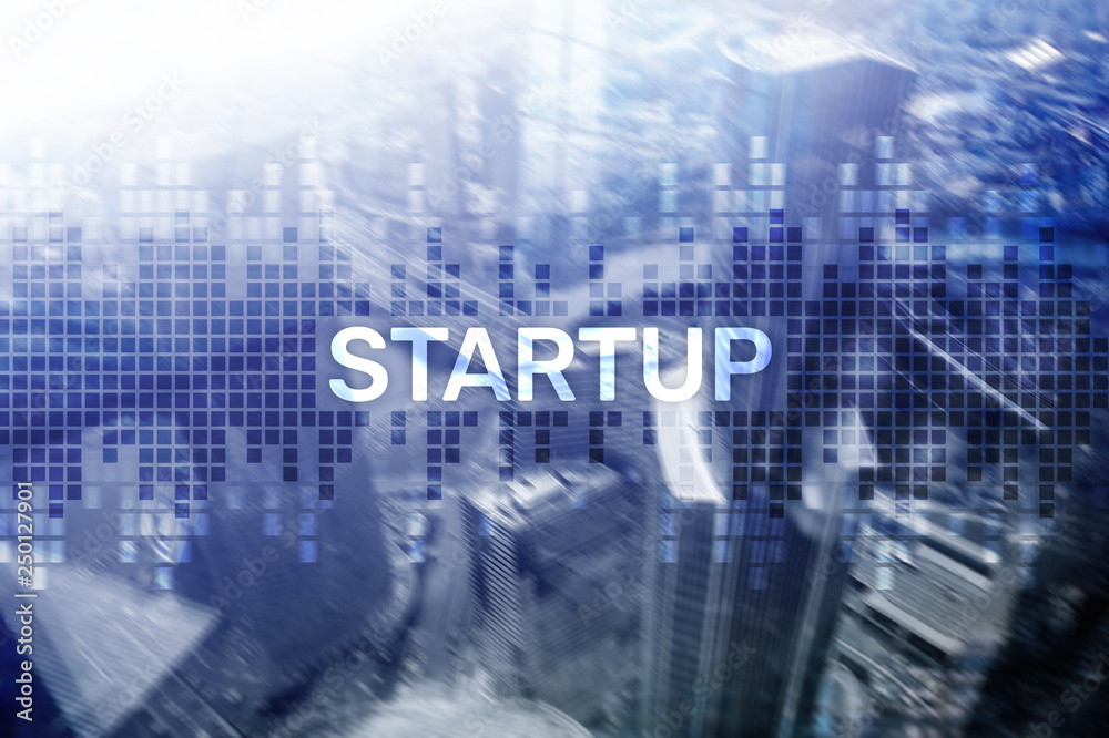 Startup concept with double exposure diagrams blurred background. Startup concept with double exposure diagrams blurred background.