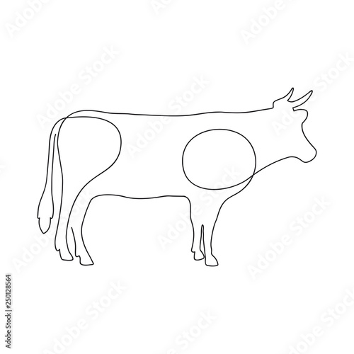Cow one continuous line drawing. Vector illustration.